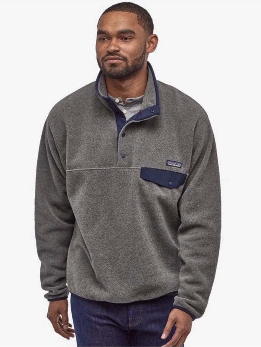 Patagonia Men’s Lightweight Synchilla Snap T Fleece Pullover (S) Gray/blue
